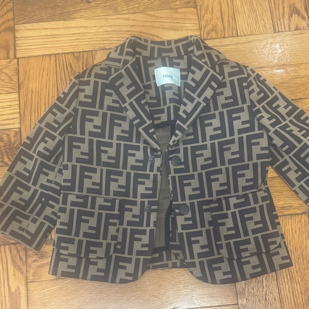 Fendi Kids Monogram Blazer in Black and Brown